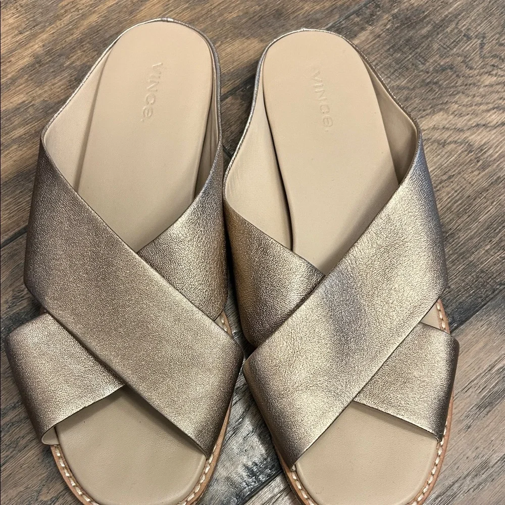 Vince Women's Metallic Slide Sandals - Picture 1 of 5